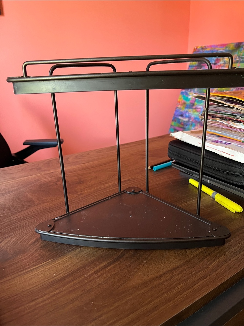 Metal Corner Shelf Organizer in Dark Brown